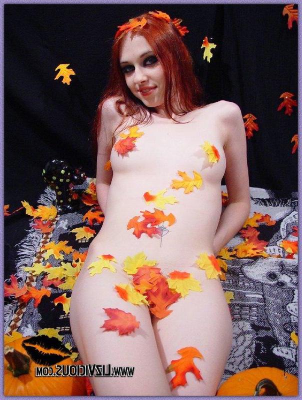 16P Liz covered in fall leaves