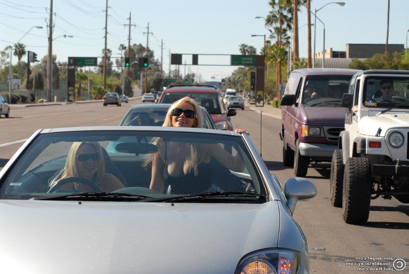 16P Ann and Lacey dress up as naughty schoolgirls and go on a joy ride