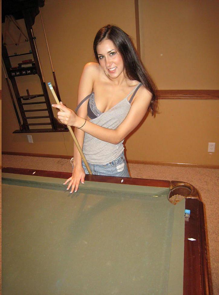 20P Pictures of teen hottie Pretty Marie getting naked on the pool table