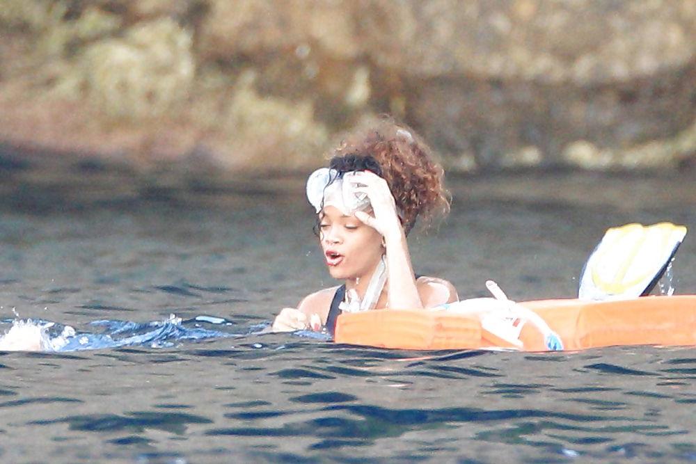 15P Rihanna swimming wPOKIES in San Fruttuoso Bay Italy