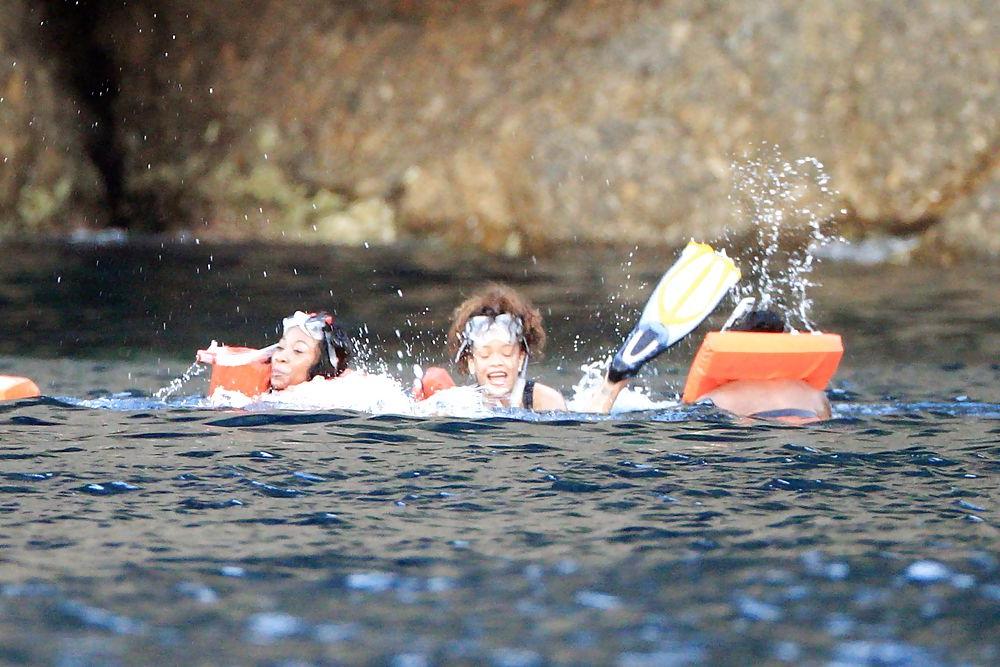 15P Rihanna swimming wPOKIES in San Fruttuoso Bay Italy