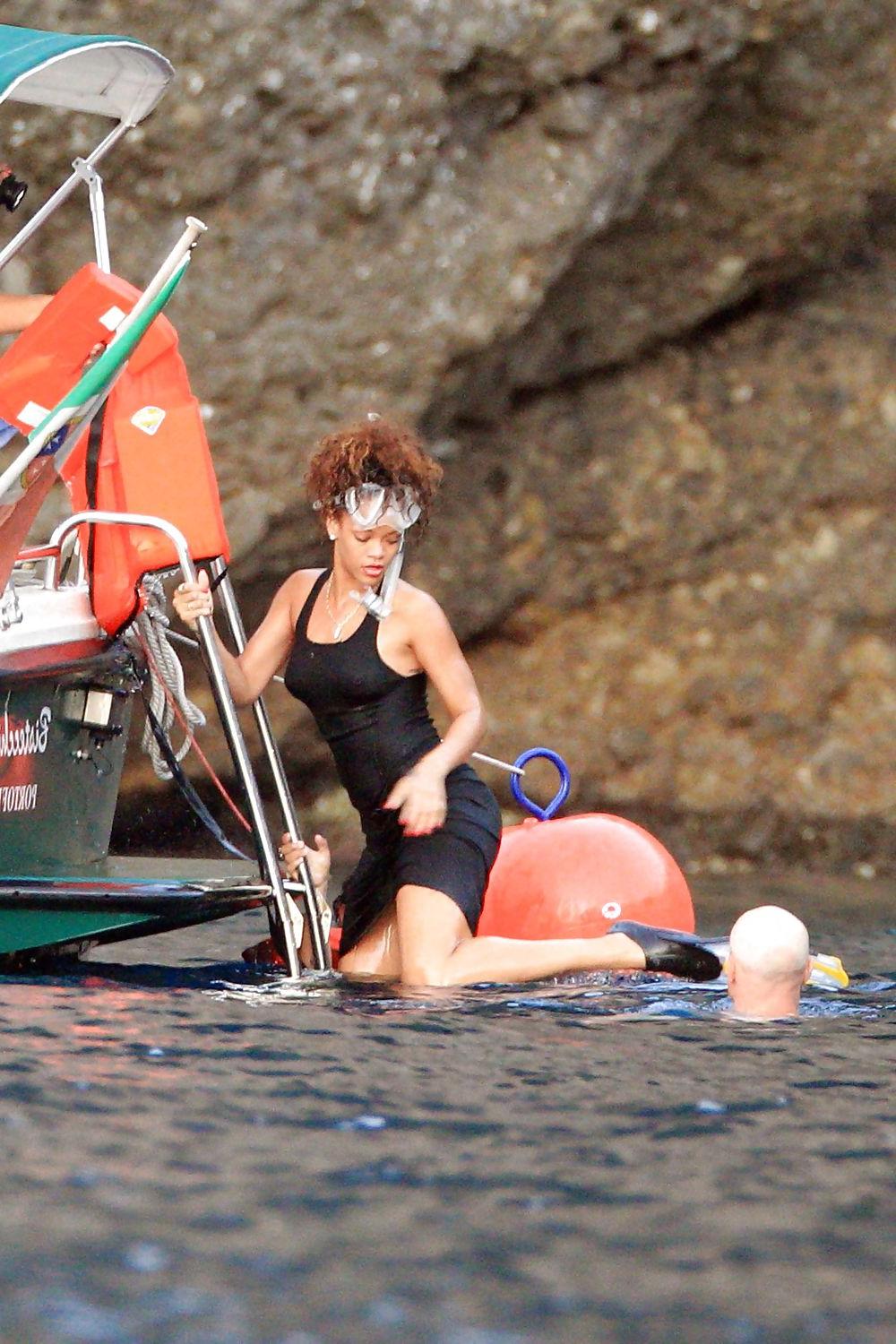 15P Rihanna swimming wPOKIES in San Fruttuoso Bay Italy
