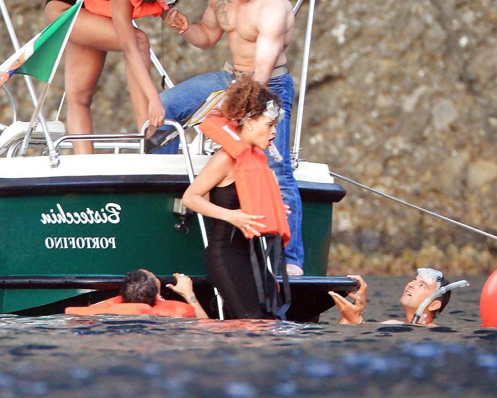 15P Rihanna swimming wPOKIES in San Fruttuoso Bay Italy