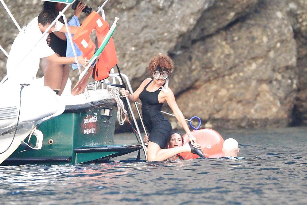 15P Rihanna swimming wPOKIES in San Fruttuoso Bay Italy