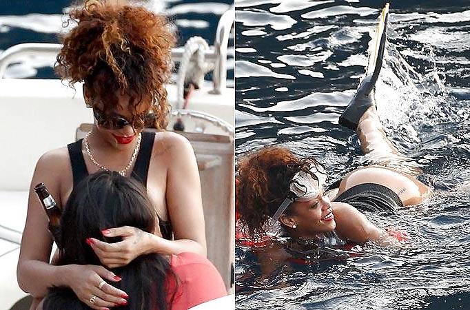 15P Rihanna swimming wPOKIES in San Fruttuoso Bay Italy