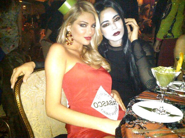 7P Kate Upton dressed as Tobasco Sauce bottle for Halloween