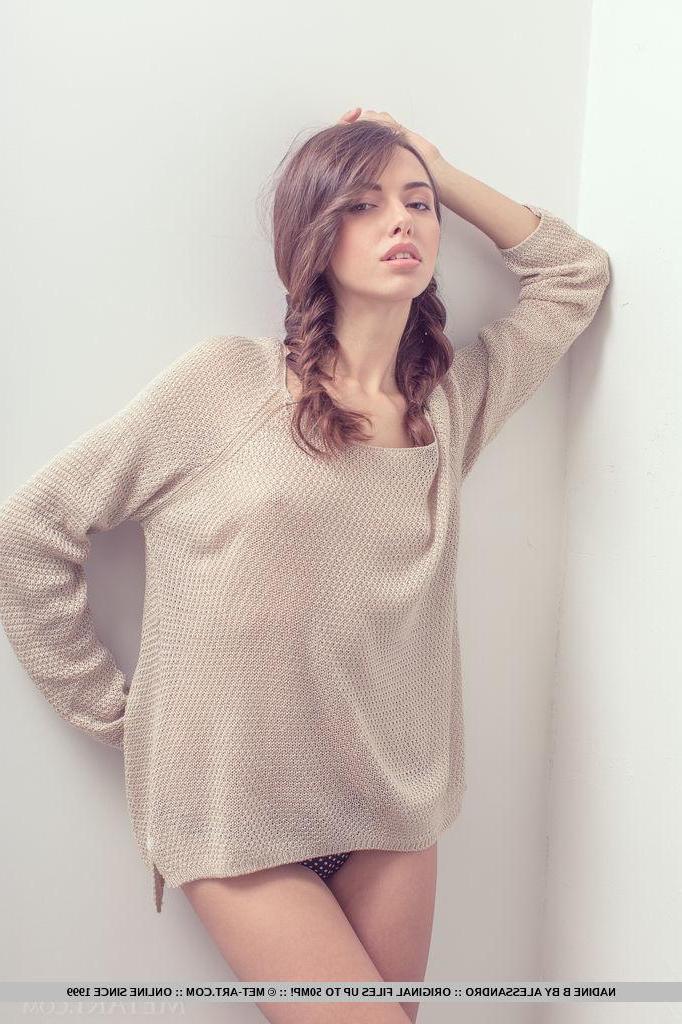 18P Tall teen girl Xenia strips out of her sweater and offers you her tight pussy