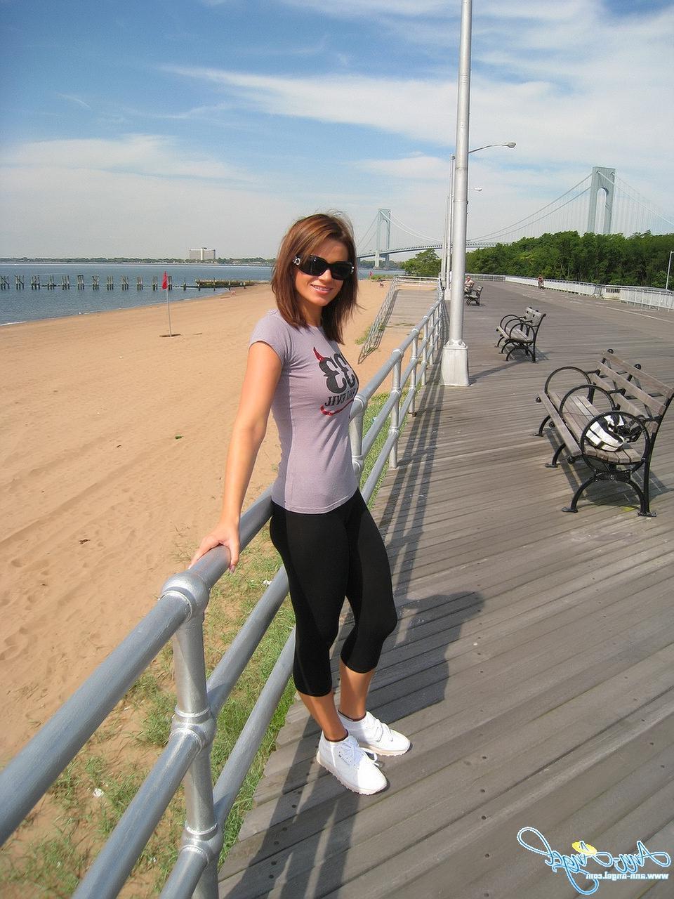 16P Ann Angel exposes her sexy ass and panties while on a walk