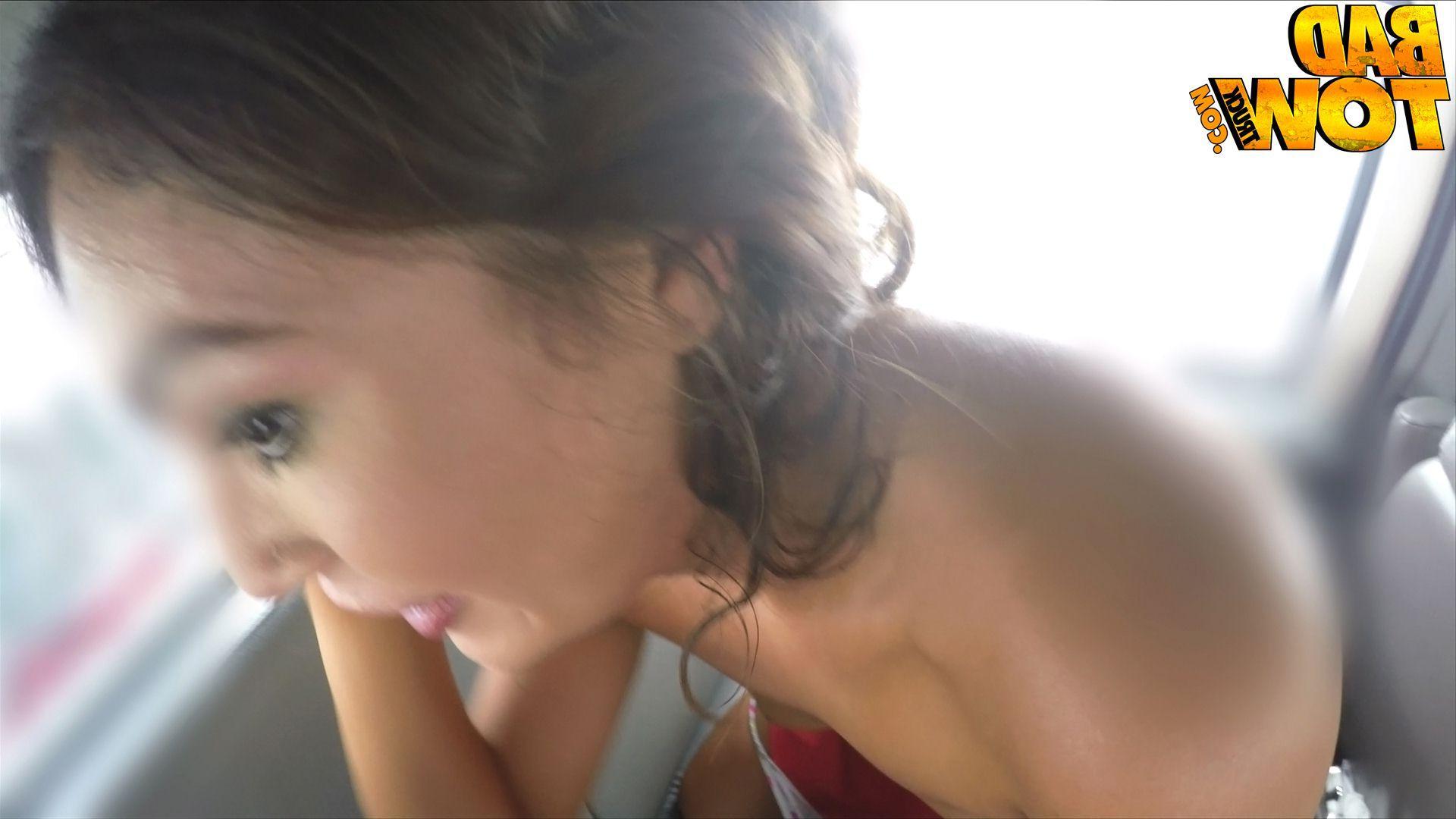 20P Brunette amateur Kylie is stranded at the side of the road and fucks the tow truck driver
