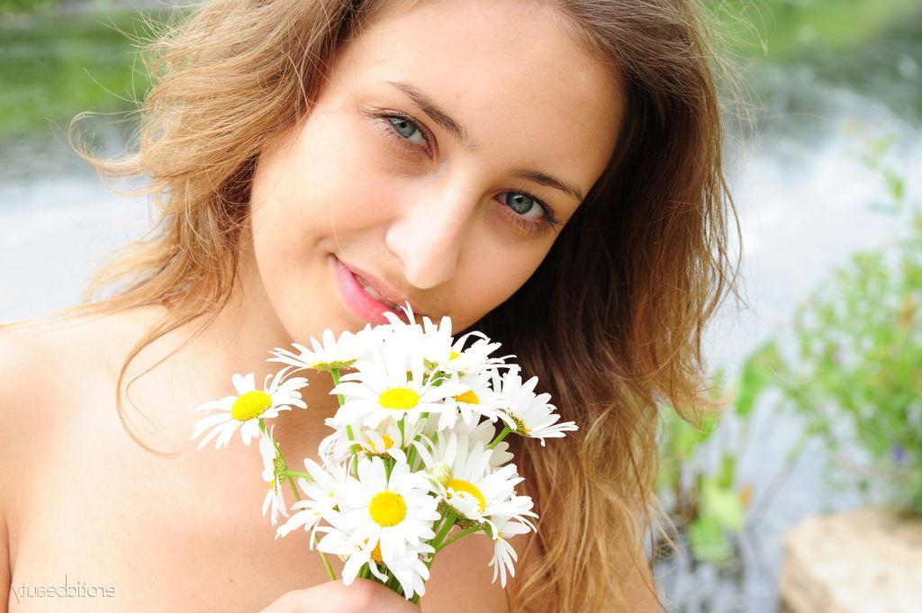 16P Brunette teen Dana B gets naked for you outside