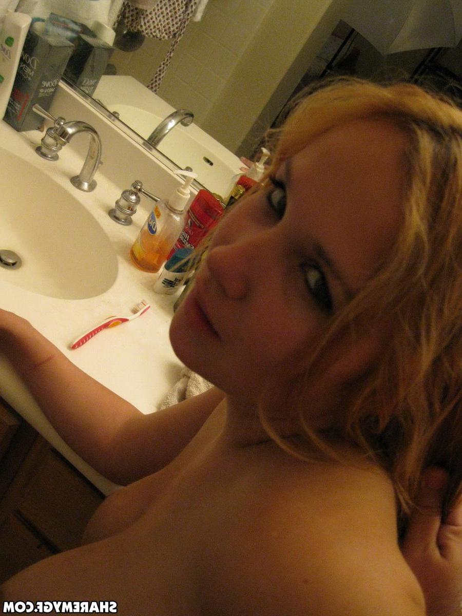 12P Busty blonde girlfriend takes selfshot pictures of her huge natural tits
