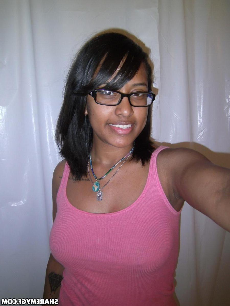 12P Busty black girlfriend takes selfshot pictures of her perky tits and tight pussy