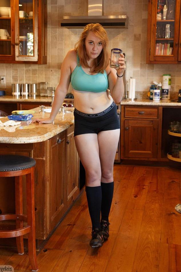 8P Curvy redhead coied Deirdre Collins likes playing with balls