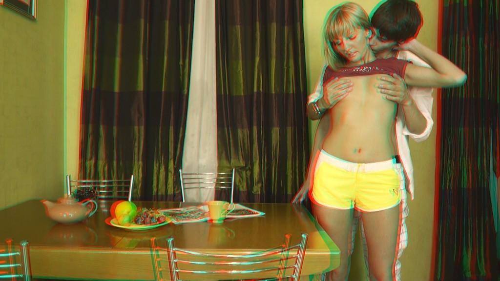18P Stud fucks blonde girlfriend over table in unique 3D porn gallery