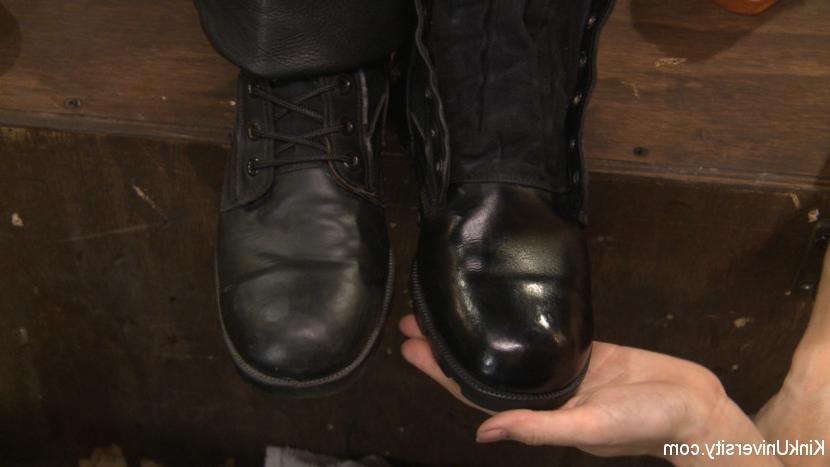 15P Learn the kinky craft of bootblacking, the practice of erotically caring for boo