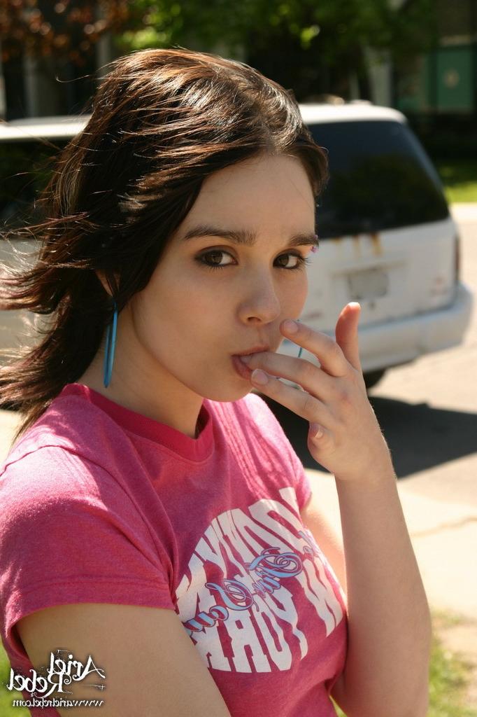 16P Teen in short skirt outdoors
