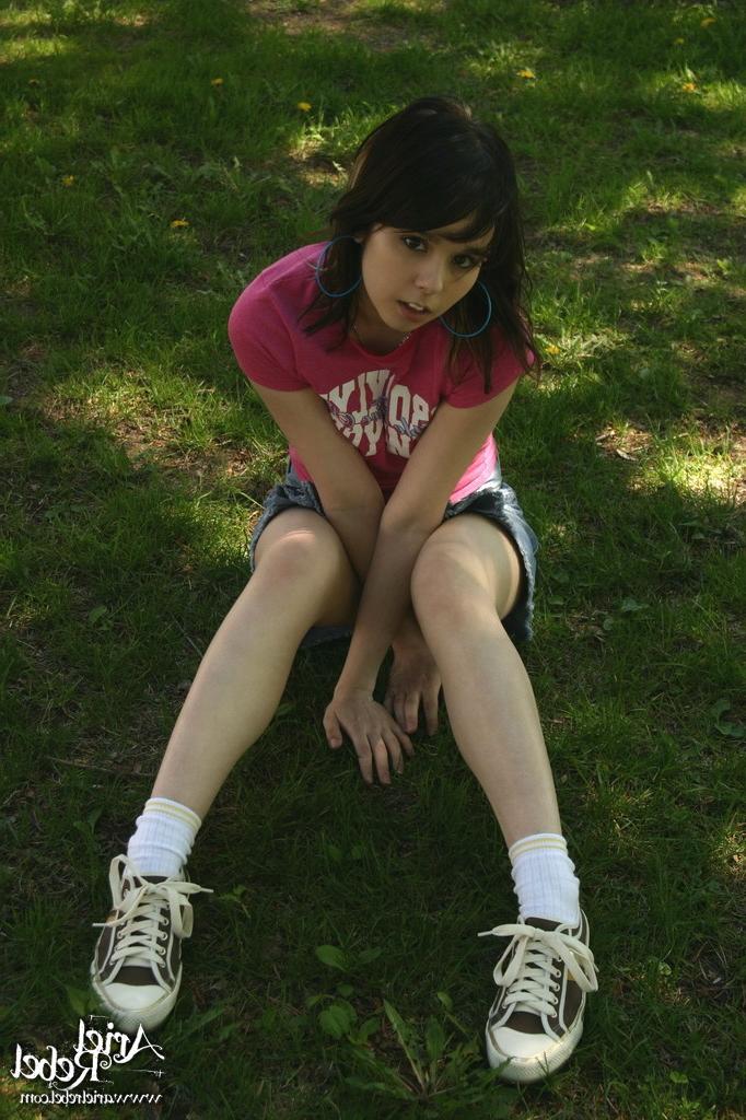 16P Teen in short skirt outdoors