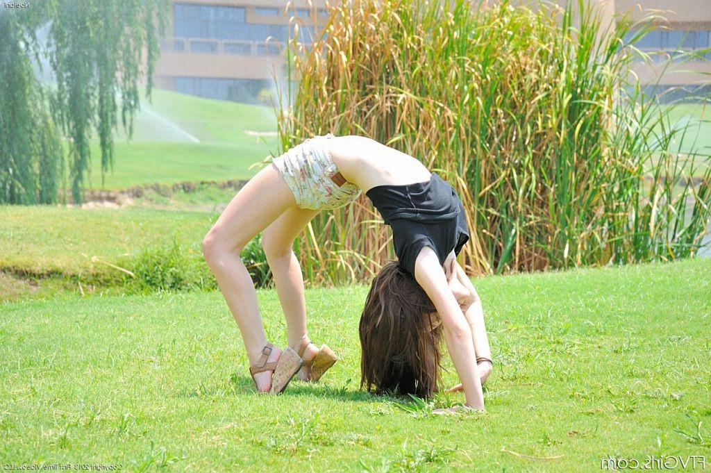 15P Extreme petite teen pussy fingered in a public park