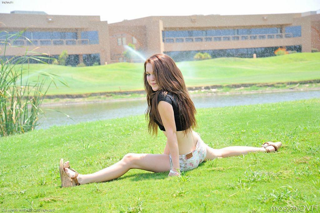 15P Extreme petite teen pussy fingered in a public park
