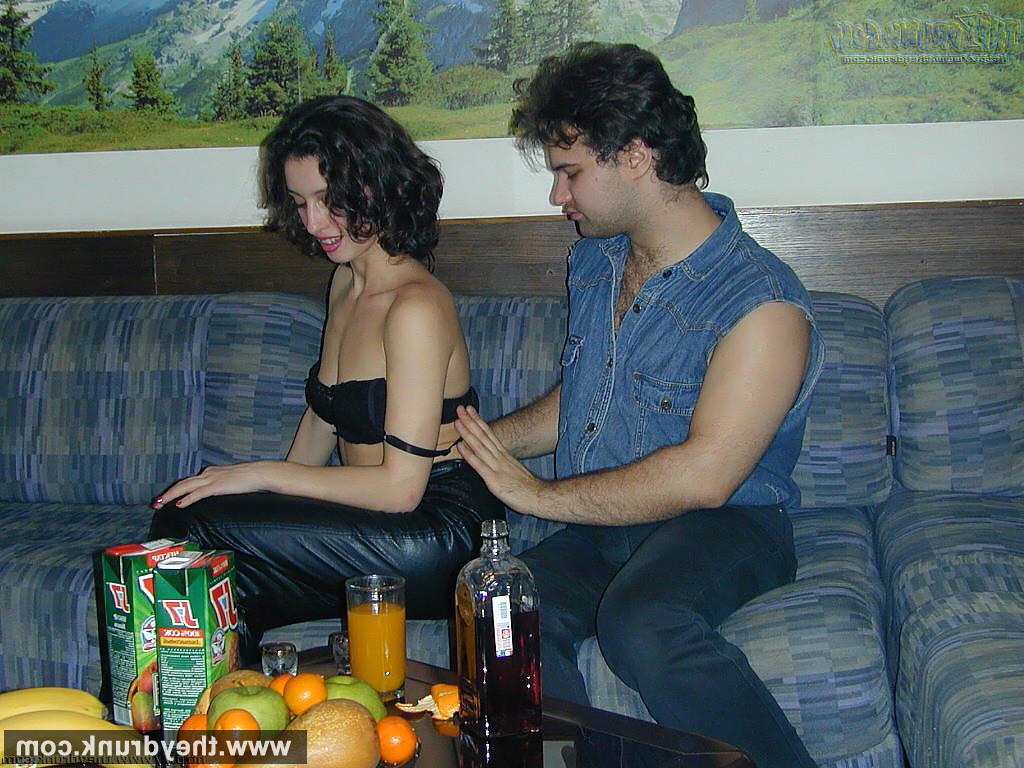 16P Drunk teen brunette Linda sucking boyfriend cock and getting har