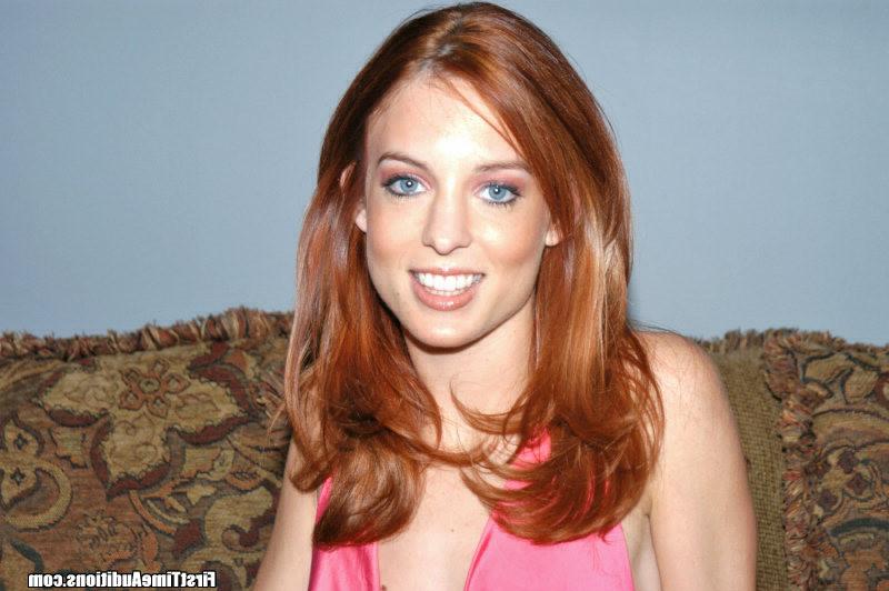 15P Sexy red headed first timer get creamed on in her interview