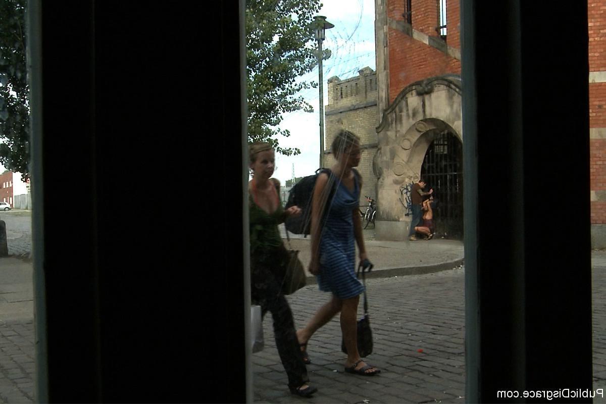 17P European hottie is paraded naked and bound through the streets