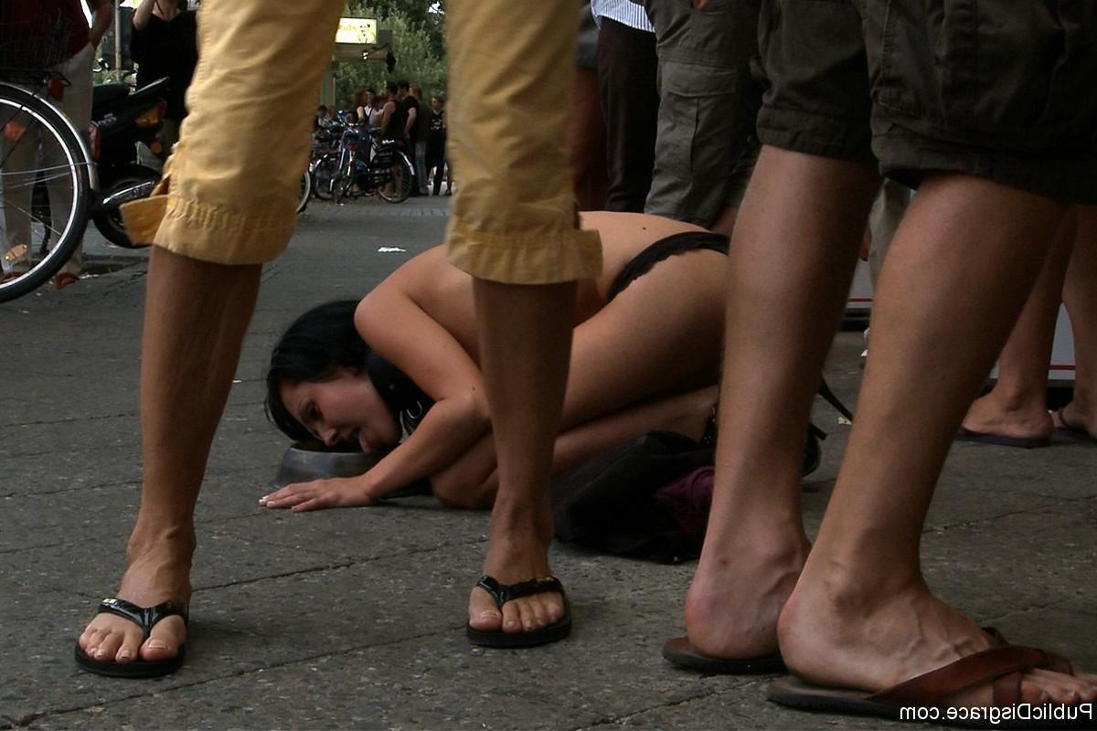 17P European hottie is paraded naked and bound through the streets