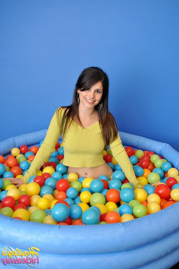 16P Freckle teen girl covered in balls