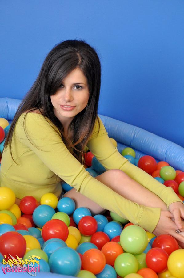 16P Freckle teen girl covered in balls