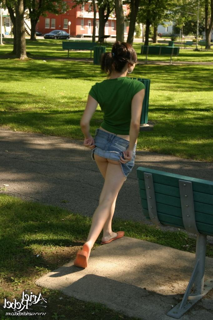16P Teen flashing upskirt outside at park