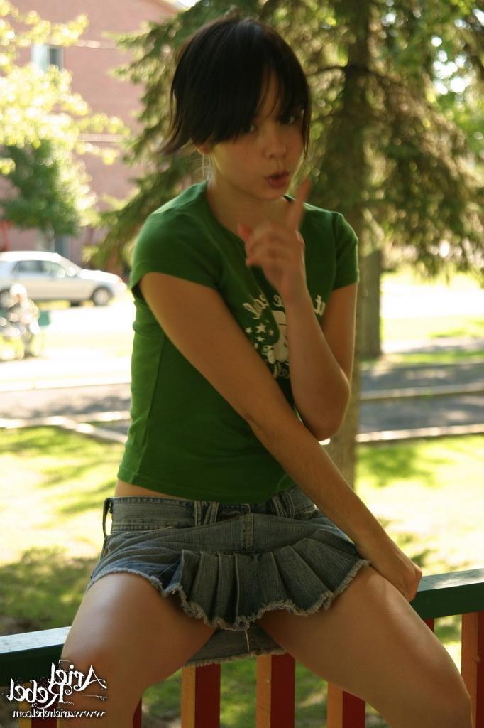 16P Teen flashing upskirt outside at park