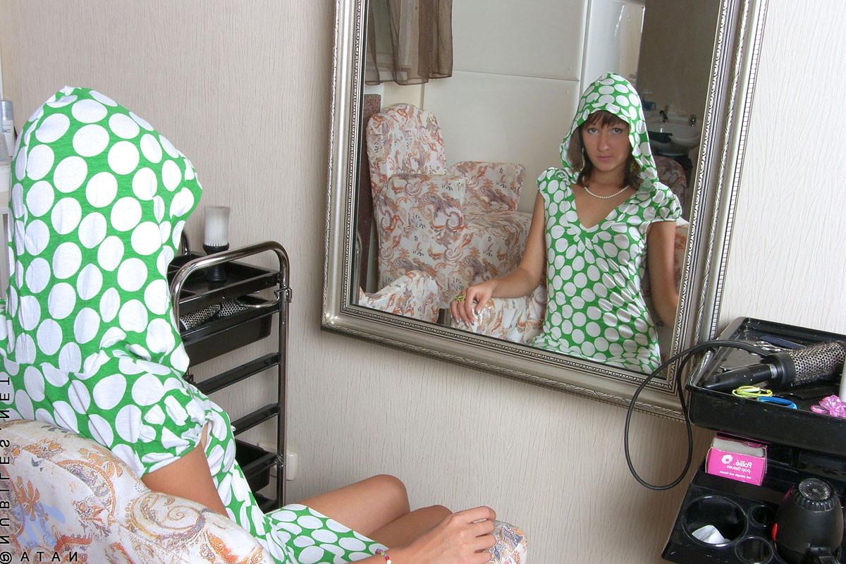 10P Sweet and innocent teen nata admires herself in the mirror