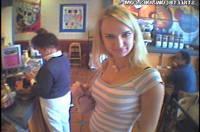 15P Tasty little blonde sucks a banana then geetting banged by real cock