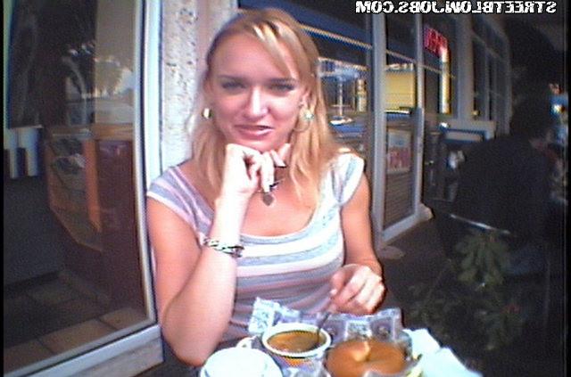 15P Tasty little blonde sucks a banana then geetting banged by real cock