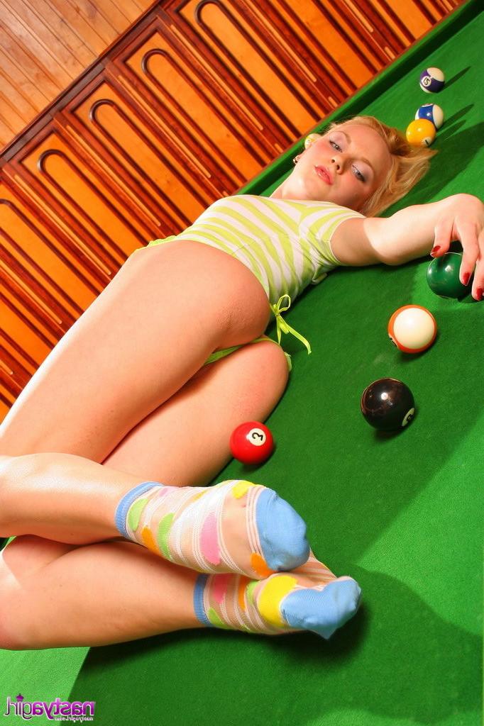 15P Sexy nude teen on pooltable