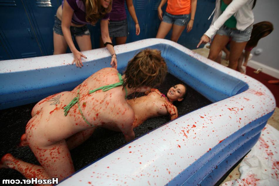 15P College sorority wet and messy jello wrestling