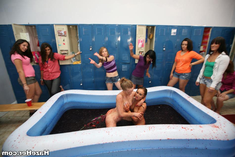 15P College sorority wet and messy jello wrestling