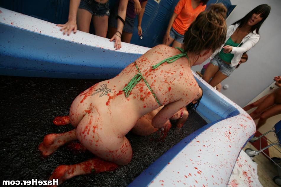 15P College sorority wet and messy jello wrestling