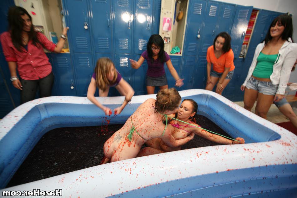 15P College sorority wet and messy jello wrestling