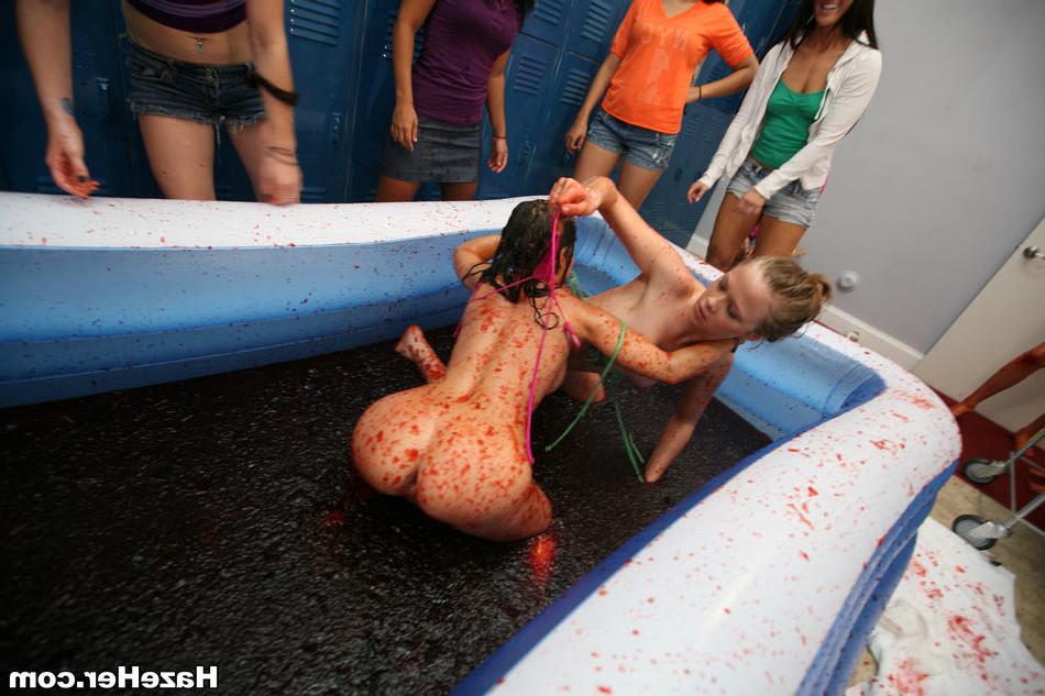 15P College sorority wet and messy jello wrestling