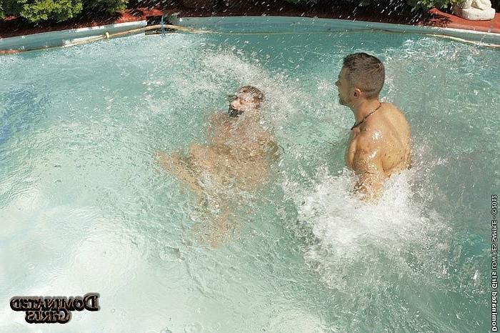 16P Essy amateur blonde is rope bound dumped in a pool