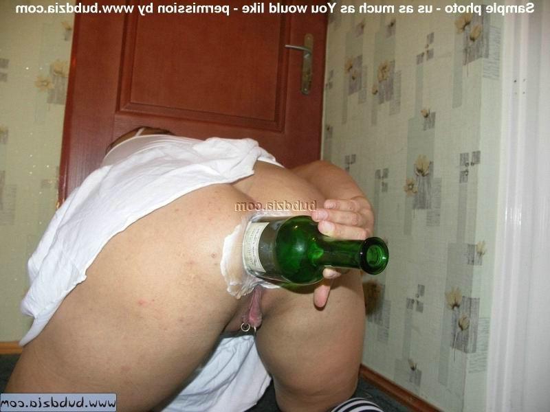 12P huge wine bottle full in asshole