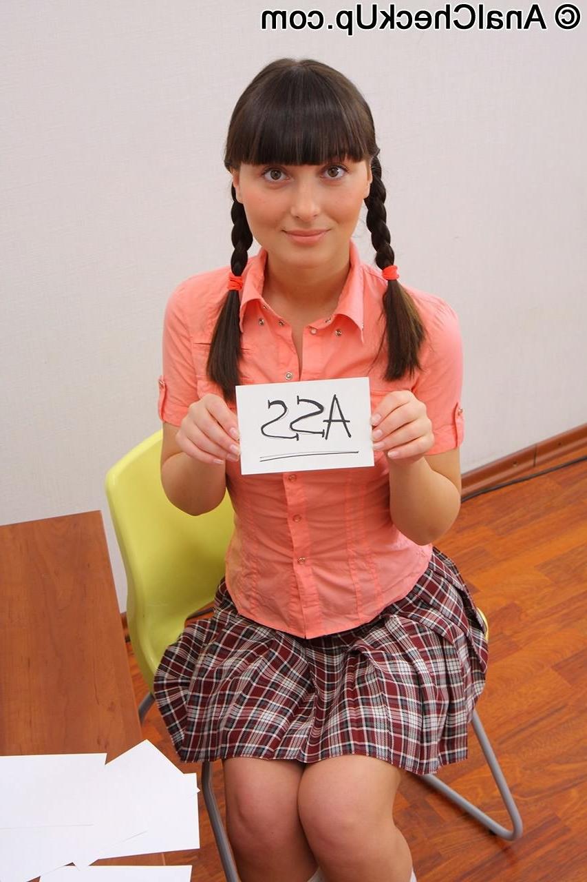 16P Pigtailed teen Jami Jay passes an anal exam in classroom
