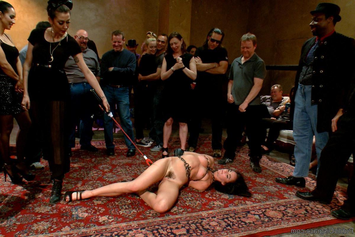 24P Public disgrace  bdsm sex in public  babe gets tied up used as sex toy fisted an