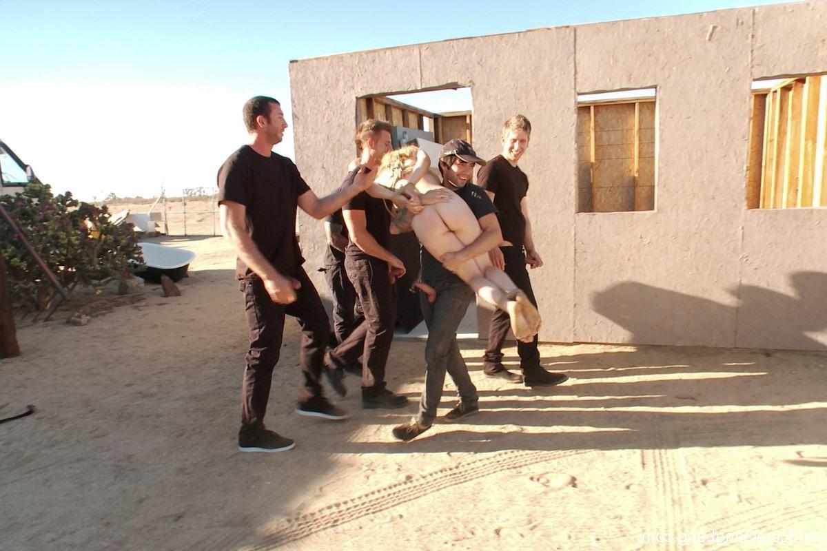 24P Hardcore outdoor BDSM gangbang  blonde girl gets tied up and fucked by group of 