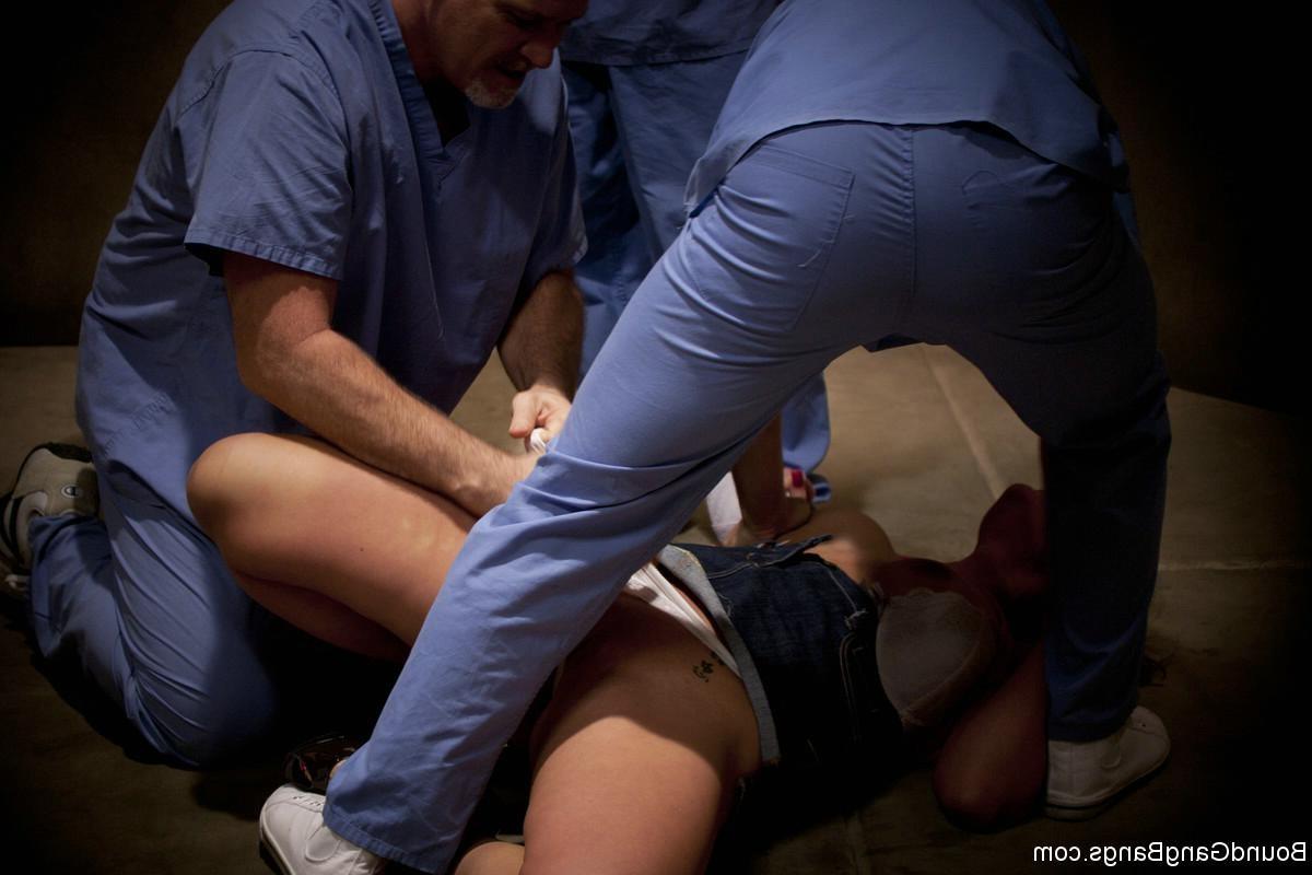 24P Babe gets tied up and fucked by group of three guys
