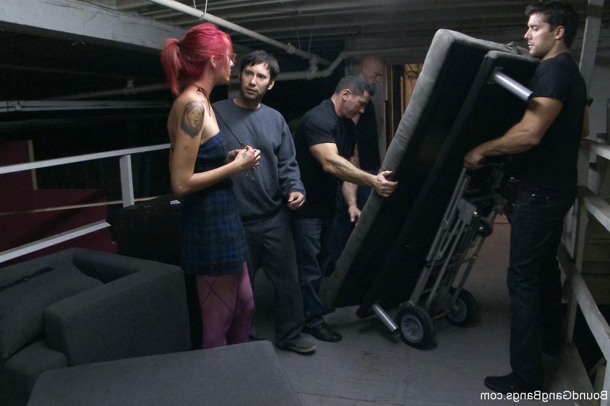 24P BDSM GANGBANG  Art Student Gangbang in Freight Elevator