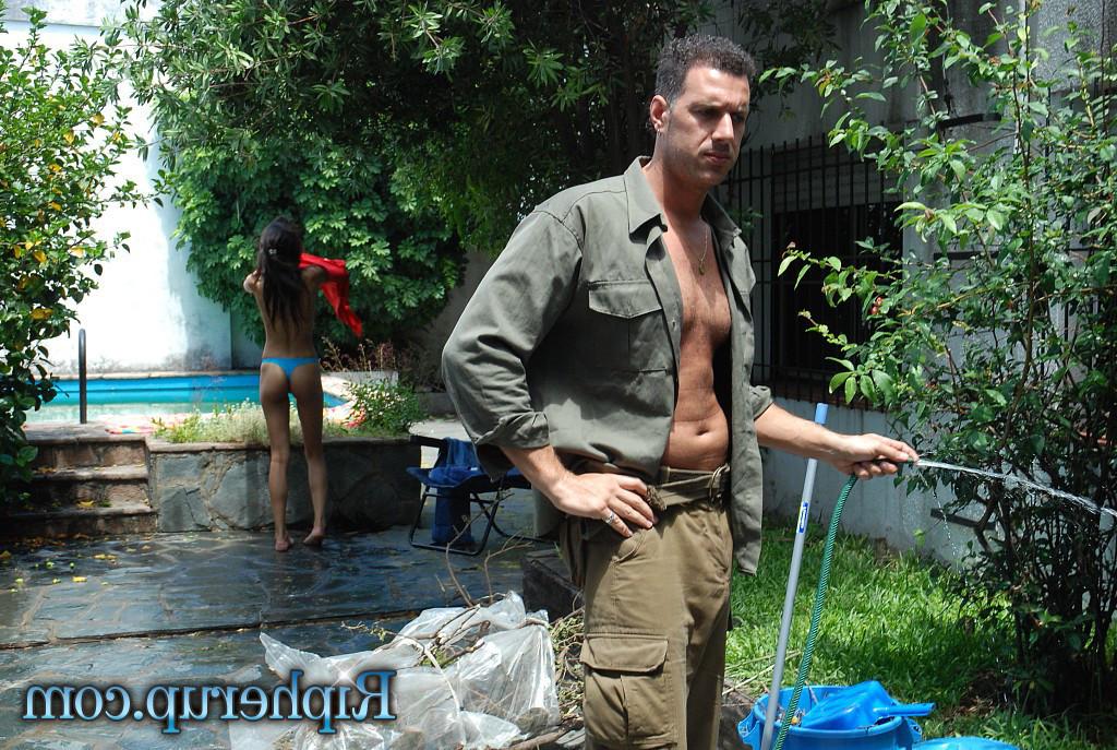18P Cock tease gets clothes ripped off and fucked by horny gardener
