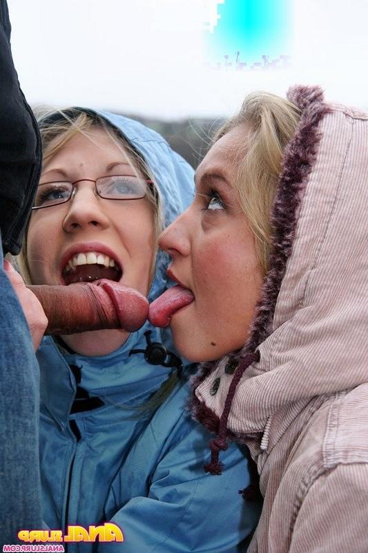 14P Girl catches cum in her ass while another slurps it all up