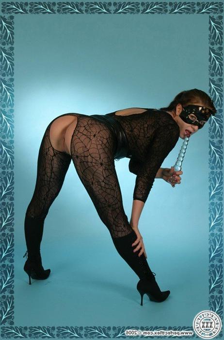 16P Sexy contortionist in a pantyhose body stocking toy her ass